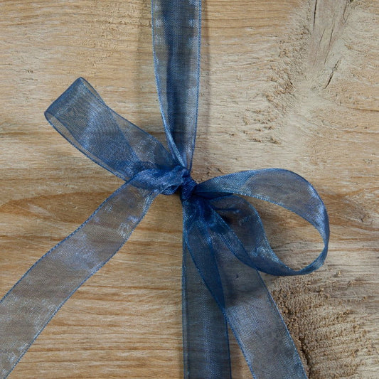 Donker blauw Organza lint - Kadopapier.net