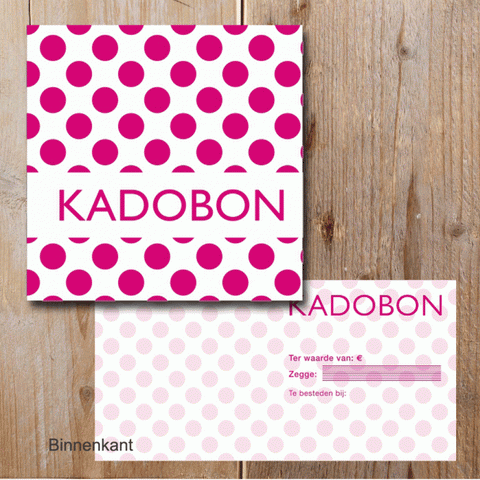 Kadobon met Fuchsia Stip - Kadopapier.net