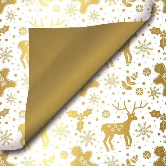 Kerst Inpakpapier Wit en goud afbeeldingen - Kadopapier.net