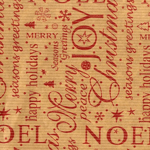 Kerstpapier Kraft met Rode tekst - Kadopapier.net