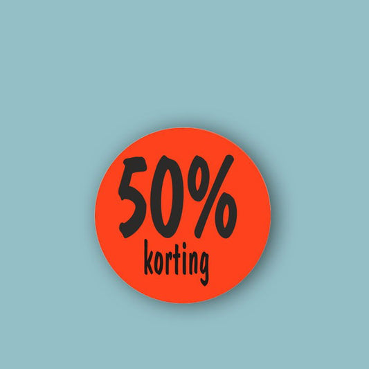 Korting Sticker 50% - Kadopapier.net