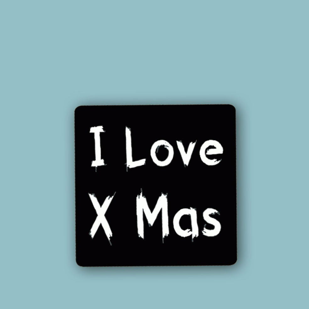 Schoolbord etiket I Love X-mas - Kadopapier.net