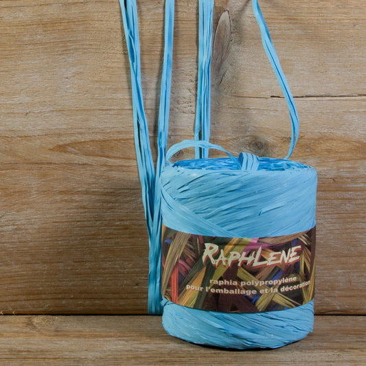 Synthetische raffia Licht blauw - Kadopapier.net