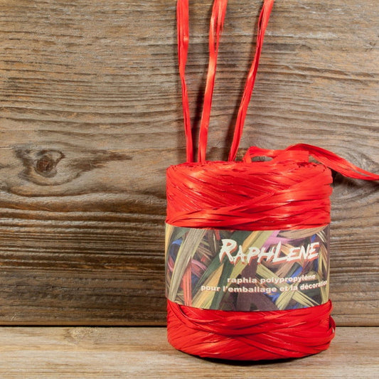 Synthetische raffia Rood - Kadopapier.net