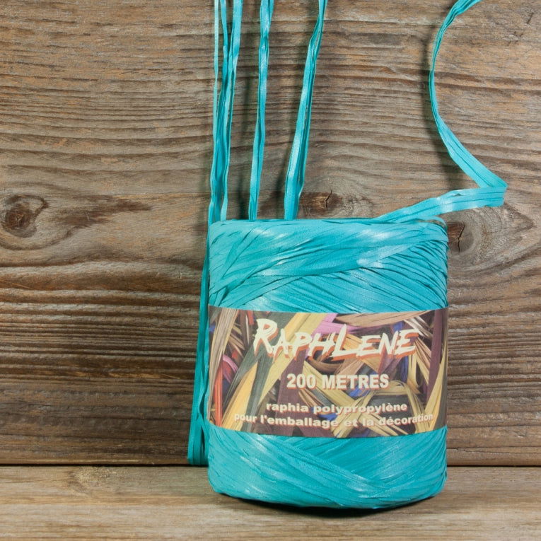 Synthetische raffia Turquoise - Kadopapier.net