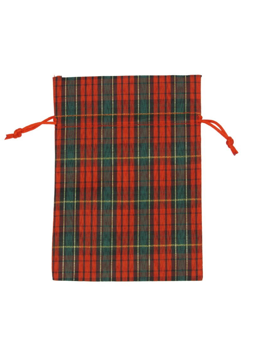 Tartan Kerstzakje met Koordje - Kadopapier.net